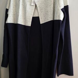 Ann Taylor Navy and Cream Cardigan